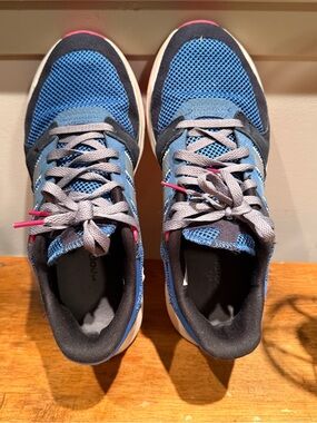 Adidas Blue Mesh cloudfoam running shoes with Pink and Gray Highlights